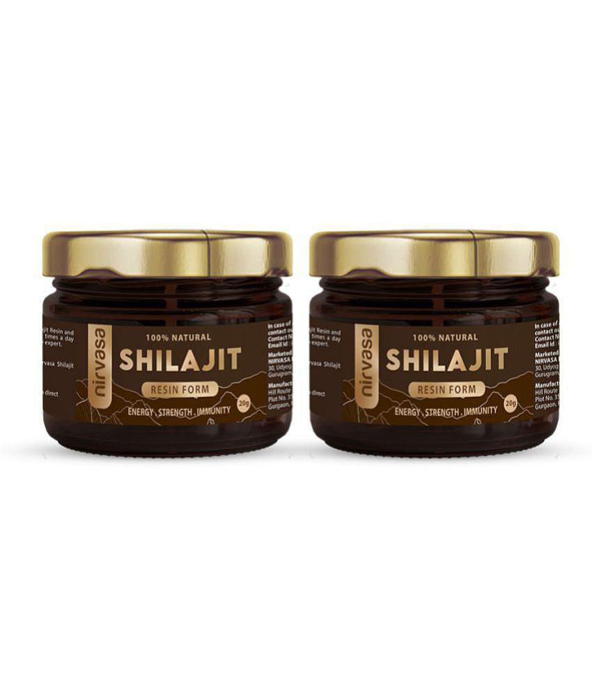 Nirvasa Shilajit Resin, Performance, Vigour and Vitality for men, enriched with Pure Shilajit, Vegan, Ayurvedic Classical Product (2 X 20g)