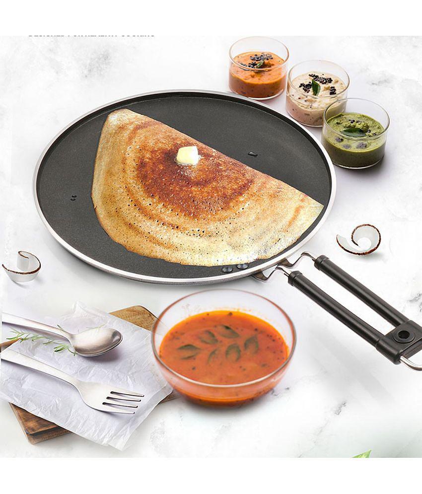 Milton Pro Cook Black Pearl Induction Non-Stick Flat Tawa, 30 cm, Grey