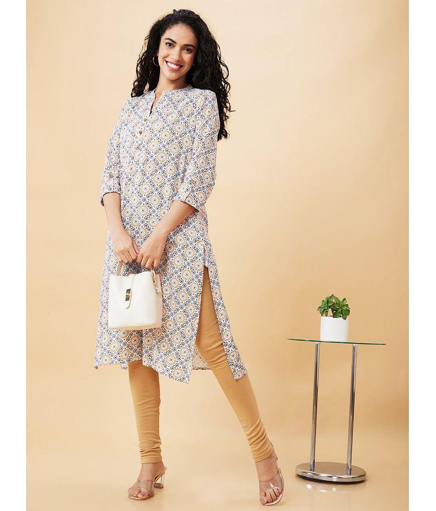 Globus - Off White Cotton Women''s Straight Kurti ( Pack of 1 ) - None