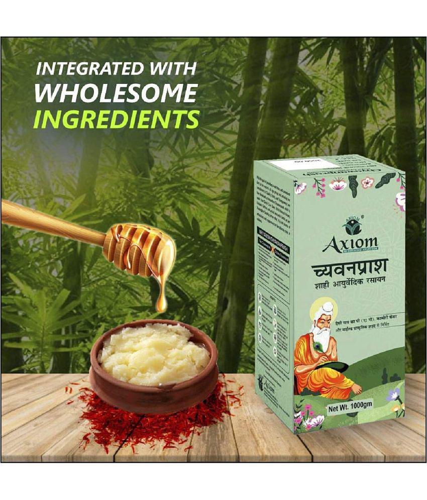 Axiom Royal Ayurvedic Chyawanprash 250gm | 2X Immunity | Made With Deshi Cow Ghee(A2 Ghee), Kashmiri Saffron & Wild Natural Honey | WHO GMP, GLP Certified Product | No Artificial Colour & Fl