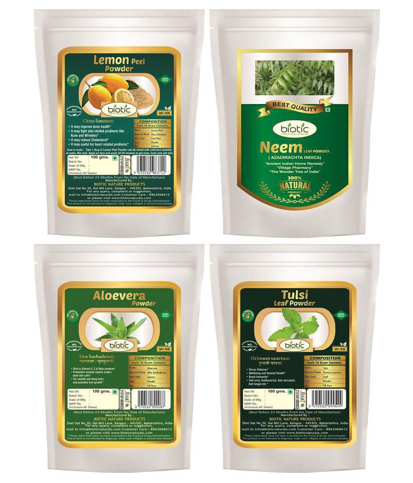 Biotic Lemon Peel, Neem Leaf, Aloevera & Tulsi Leaf Powder 400 gm