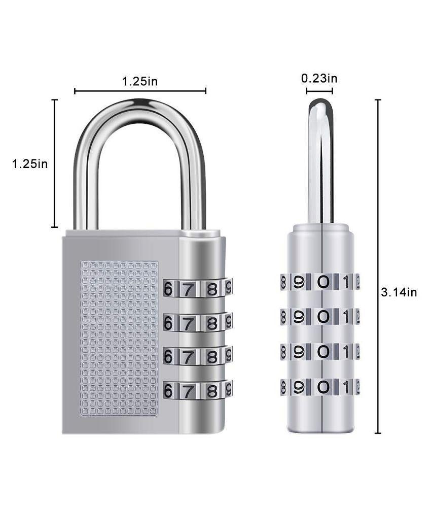 Combination 4-Digit Safe Painted PIN Hand Bag Shaped Combination Stainless Steel Padlock Lock for Home/Shop/Office/Store/ Farmhouse (Silver, Color May Vary, 79 x 40 x 18mm)