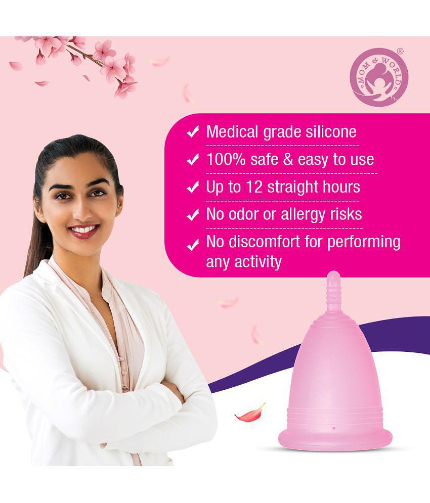 Mom & World Reusable Menstrual Cup For Women, 100% Medical Grade Silicone, Odor and Rash Free, No leakage (Large)