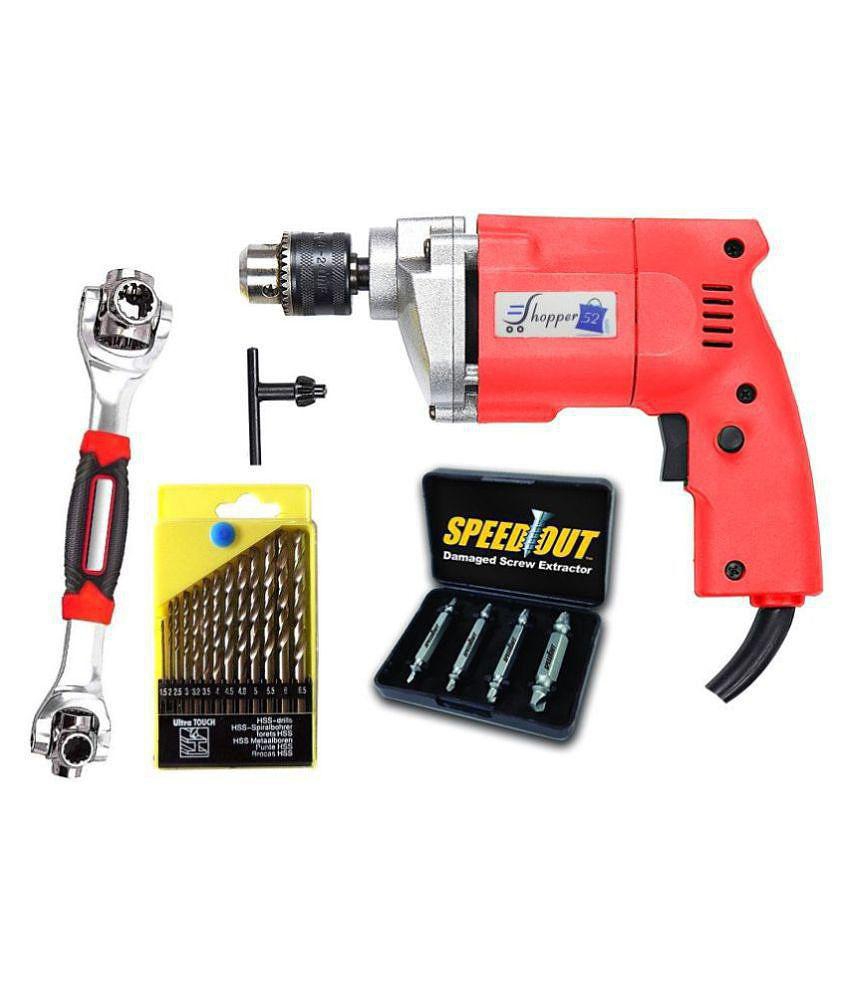 Shopper52 - Drill Machine Combo 350W 10mm Corded Drill Kit