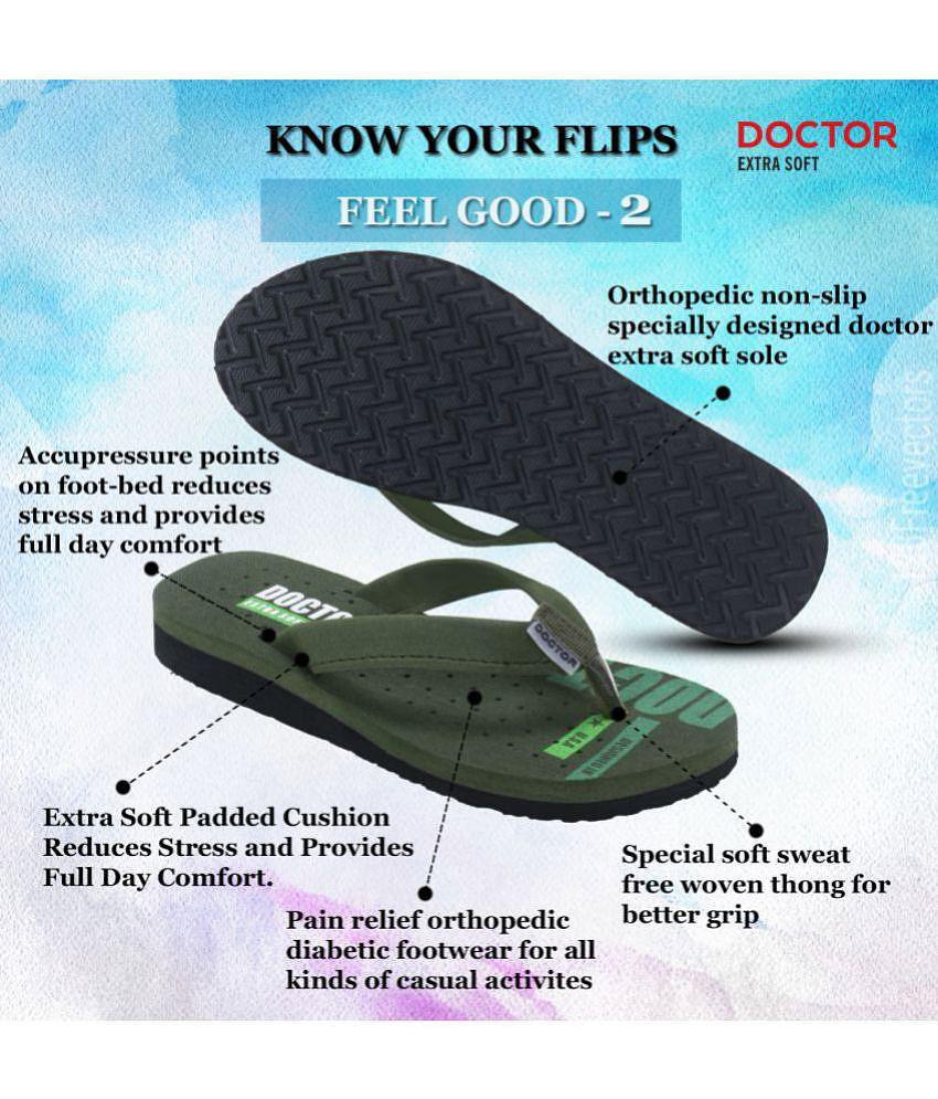 DOCTOR EXTRA SOFT - Olive Women''s Thong Flip Flop - None