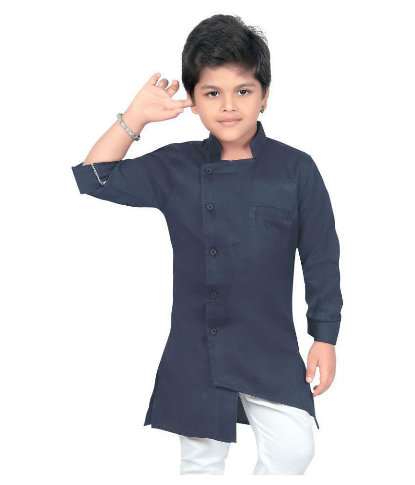 Ahhaaaa Kids Ethnic Wear Indo Western Kurta and Pyjama Set for Boys - None