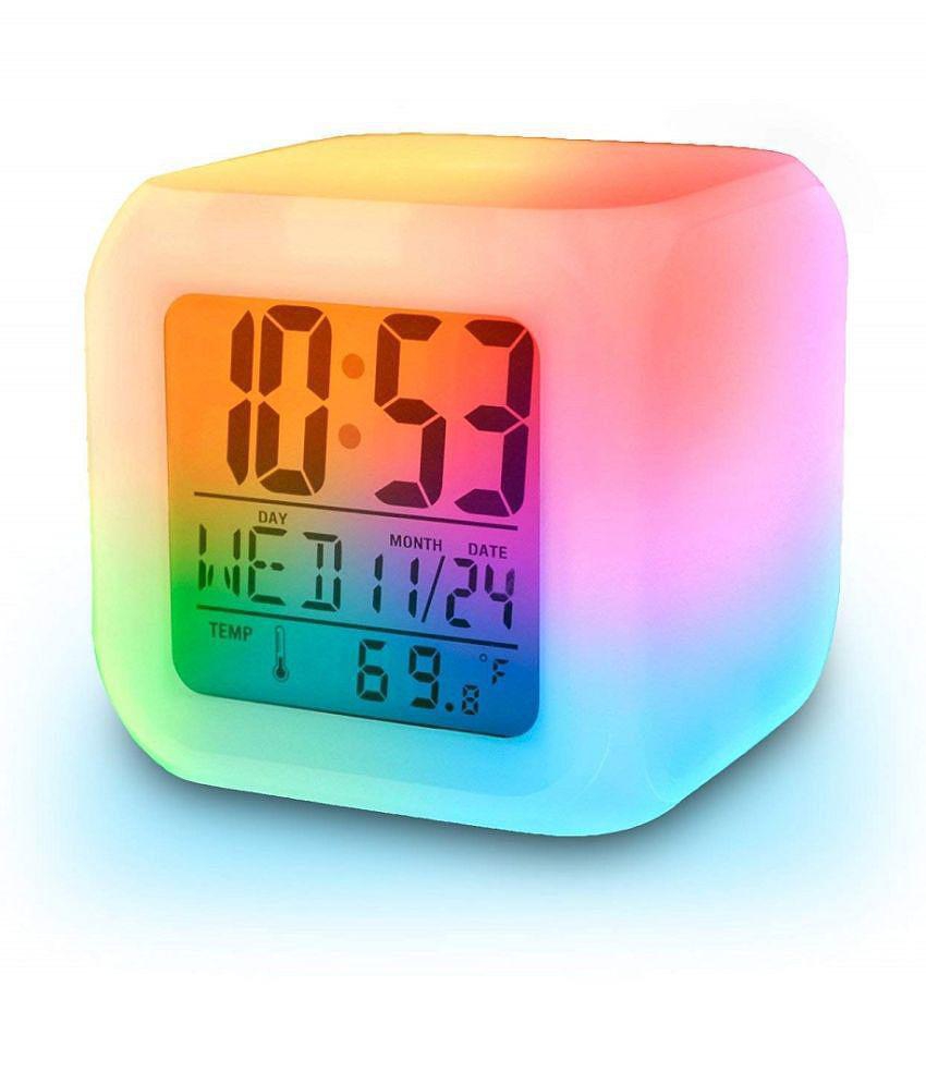 EIGHTEEN ENTERPRISE 7 Colour Changing LED Digital Alarm Clock Table Watch with Date Time Temperature for Office Bedroom Multicolor ,Plastic. - Multi-Color