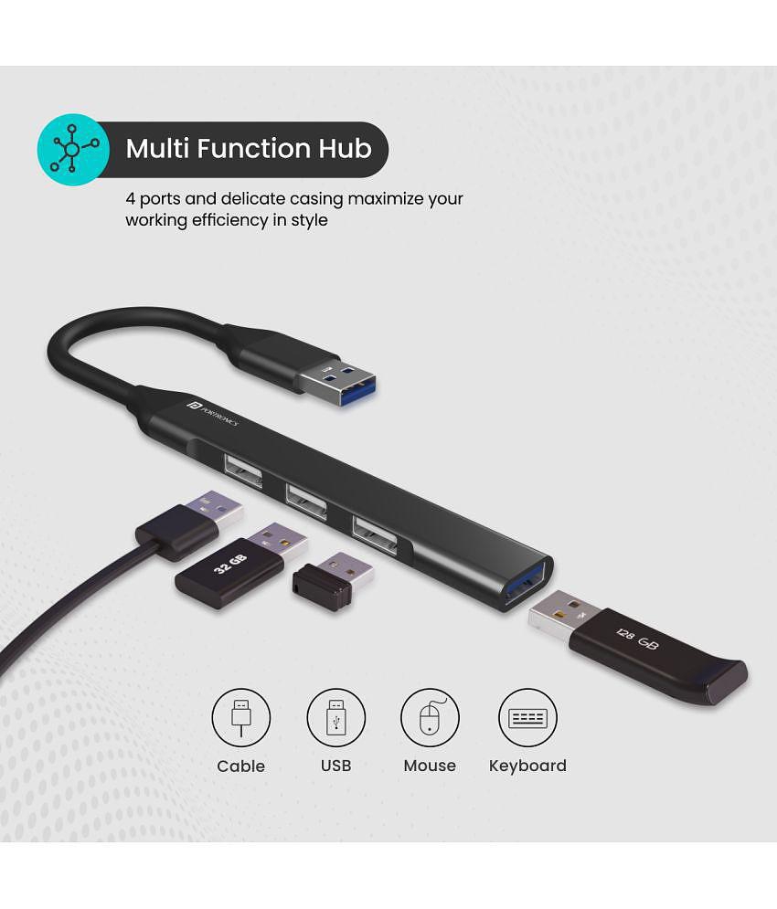 Portronics Mport 31:4 Ports USB Hub ,Grey (POR 1484)