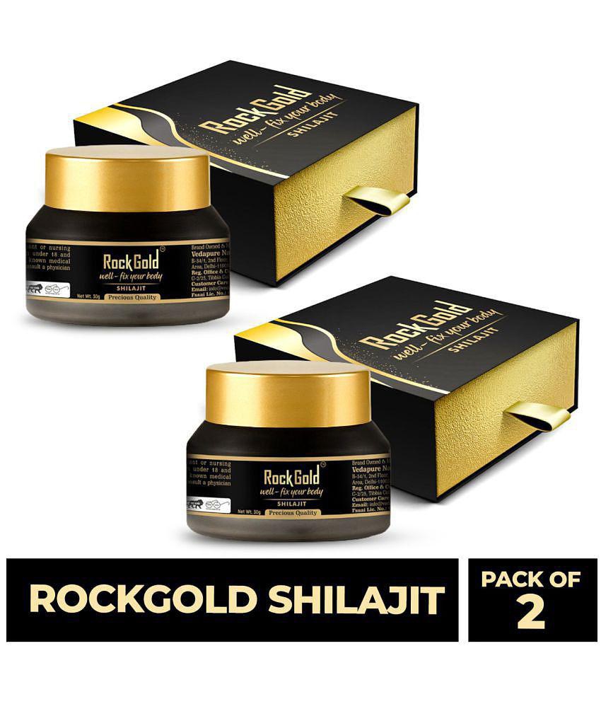 Rockgold Pure Shilajit/Shilajeet Resin With Gold & Silver For Men & Women 30gm (Pack of 2)