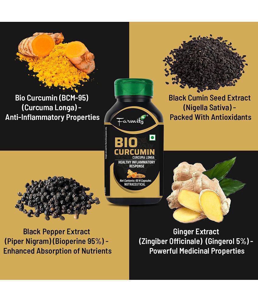 Farmity Bio-Curcumin With Bioperine 800 mg - 60 capsules | Supports Immunity Promotes Digestive Health