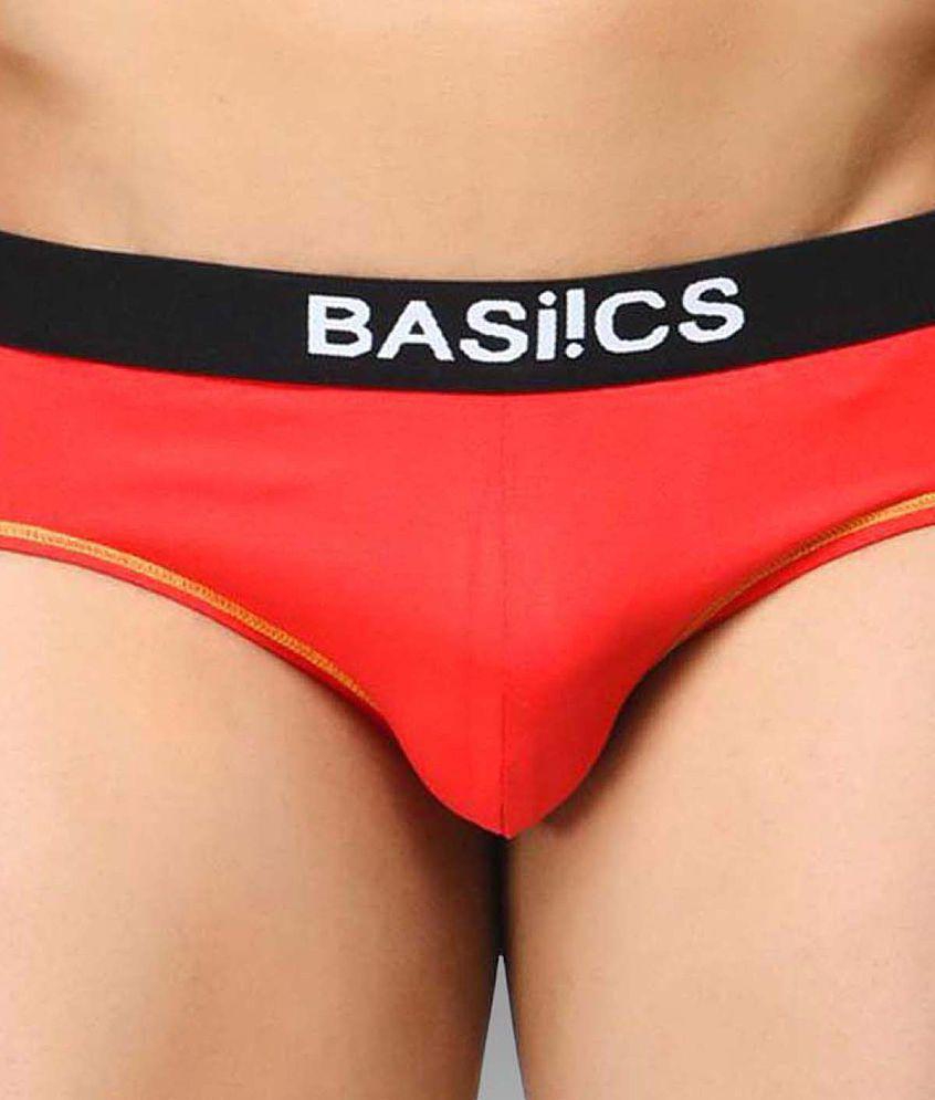 Affordable Men BASIICS By La Intimo - Red Cotton Blend Men's Briefs ( Pack of 1 ) - XL 2025 at S