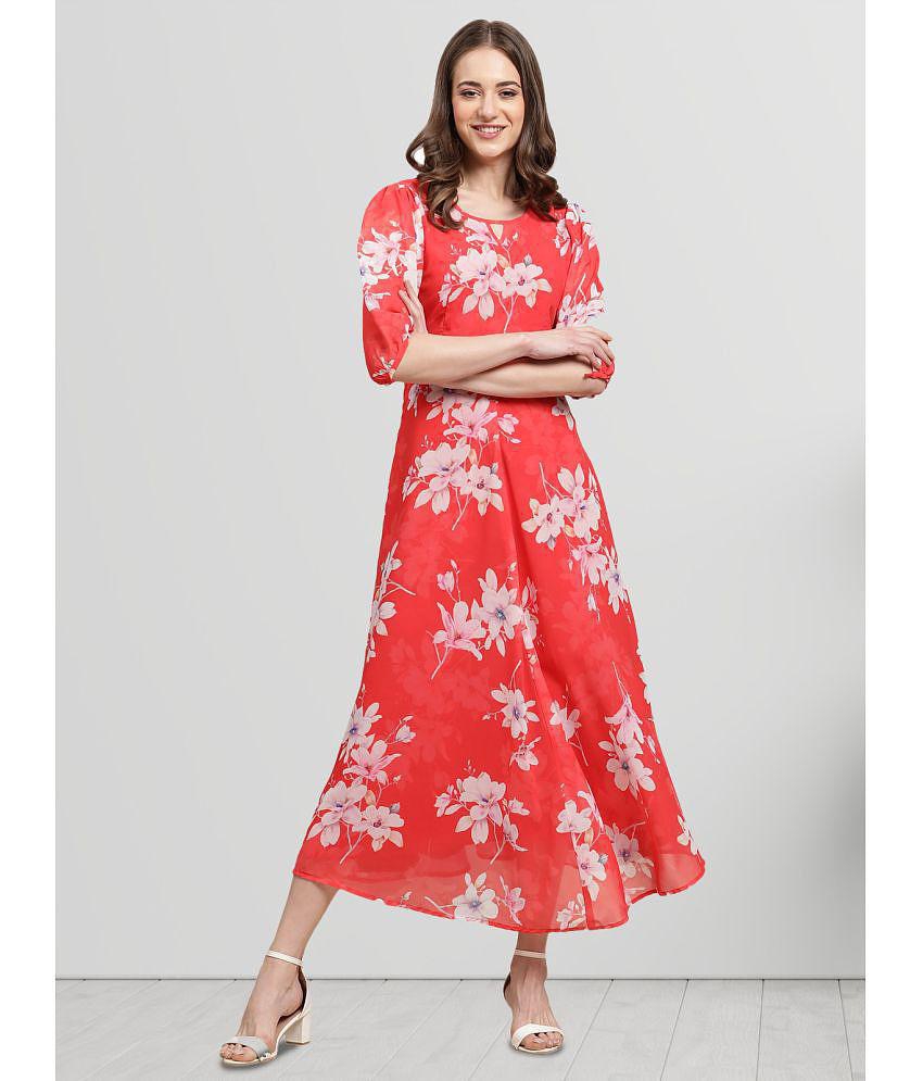 Stylish Women Fabflee Red Chiffon Gown - - None 2025 at ShopCircuit | ONDC