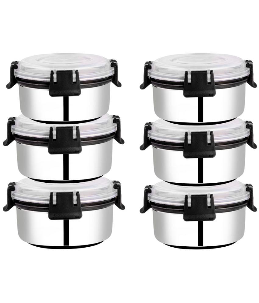 BOWLMAN Smart Clip Lock Steel Black Food Container ( Set of 6 ) - Black