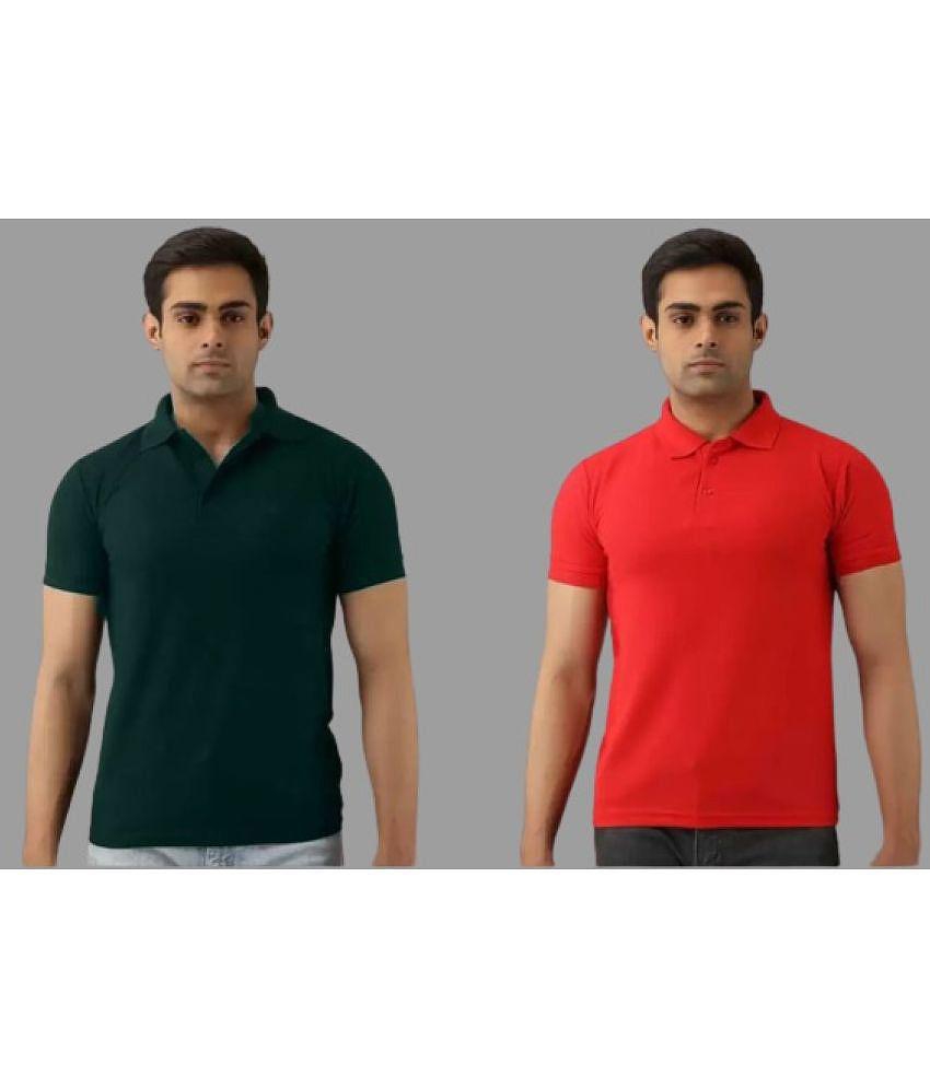 SKYRISE - Multicolor Cotton Blend Slim Fit Men's Polo T Shirt ( Pack of 2 ) - None