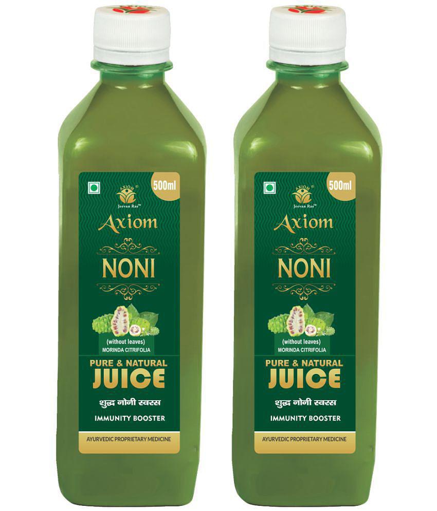 Axiom Ayurveda Noni Juice 500 ml | Immunity Booster | Made with Fresh Noni Fruit | WHO GMP GLP Certified Product | No Added Color | No Added Sugar Pack of 2