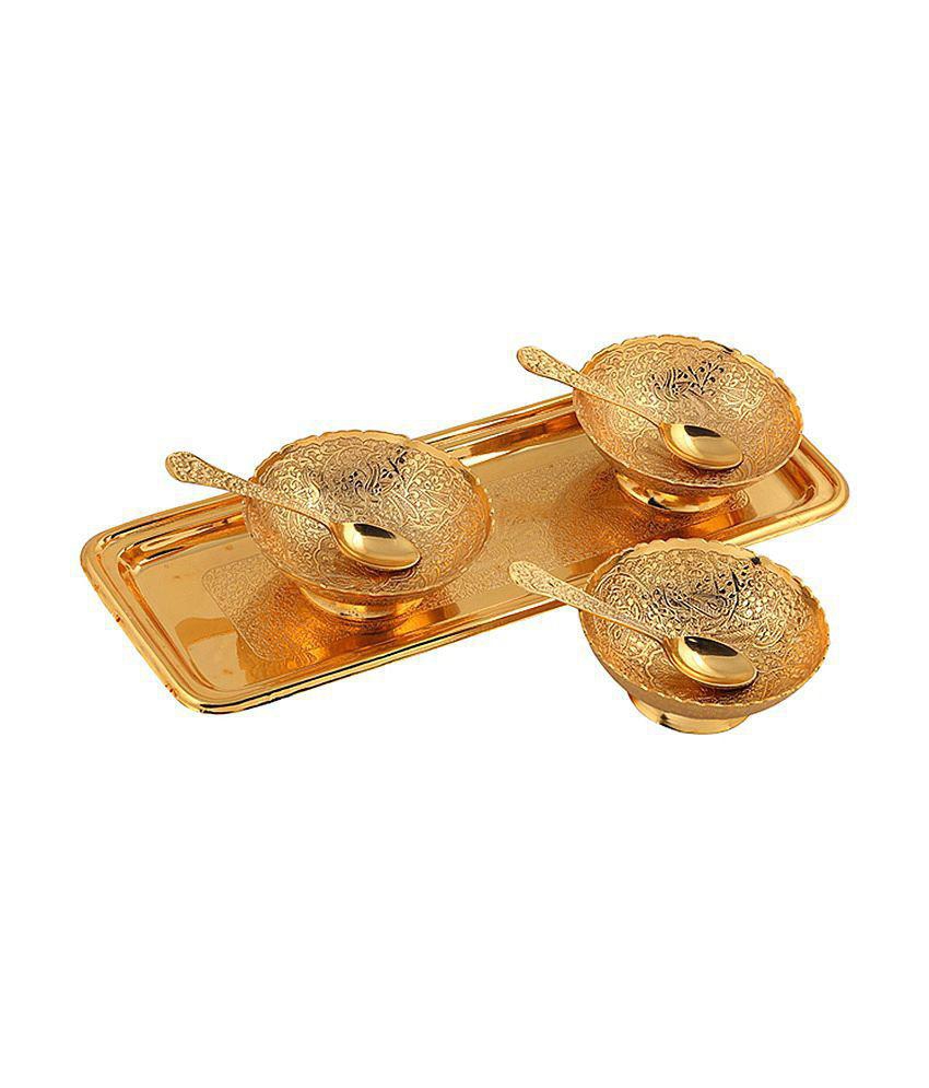 Rajrang Royal Brass Metal Bowl with Box- Pack of 3