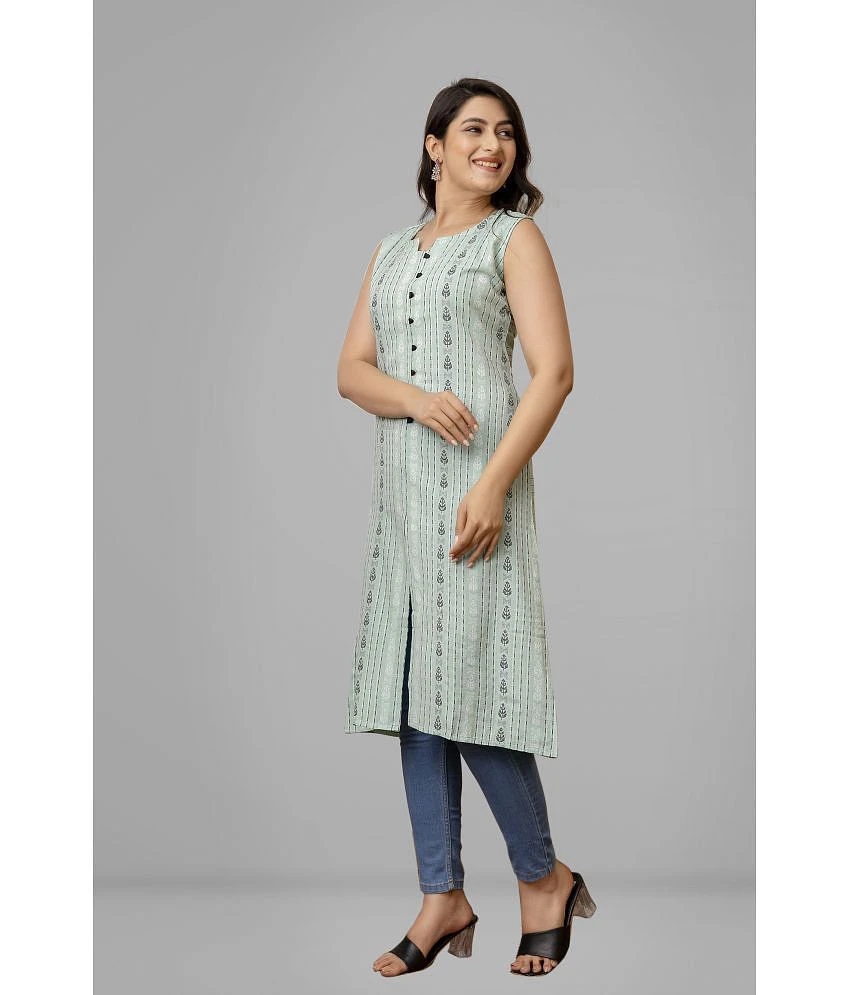 Buy Online Plo Parastri Cotton Printed Front Slit Womens Kurti - Turquoise ( Pack of 1 ) - None