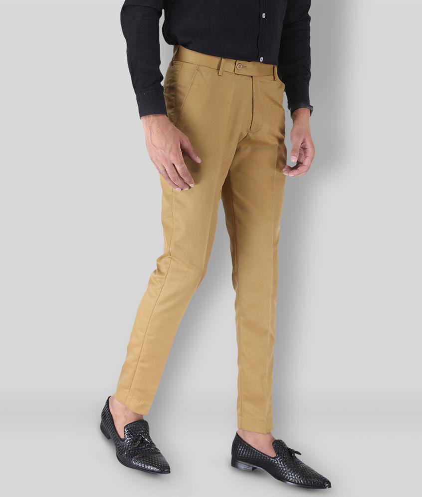 SREY - Khaki Polycotton Slim - Fit Men's Chinos ( Pack of 2 ) - None