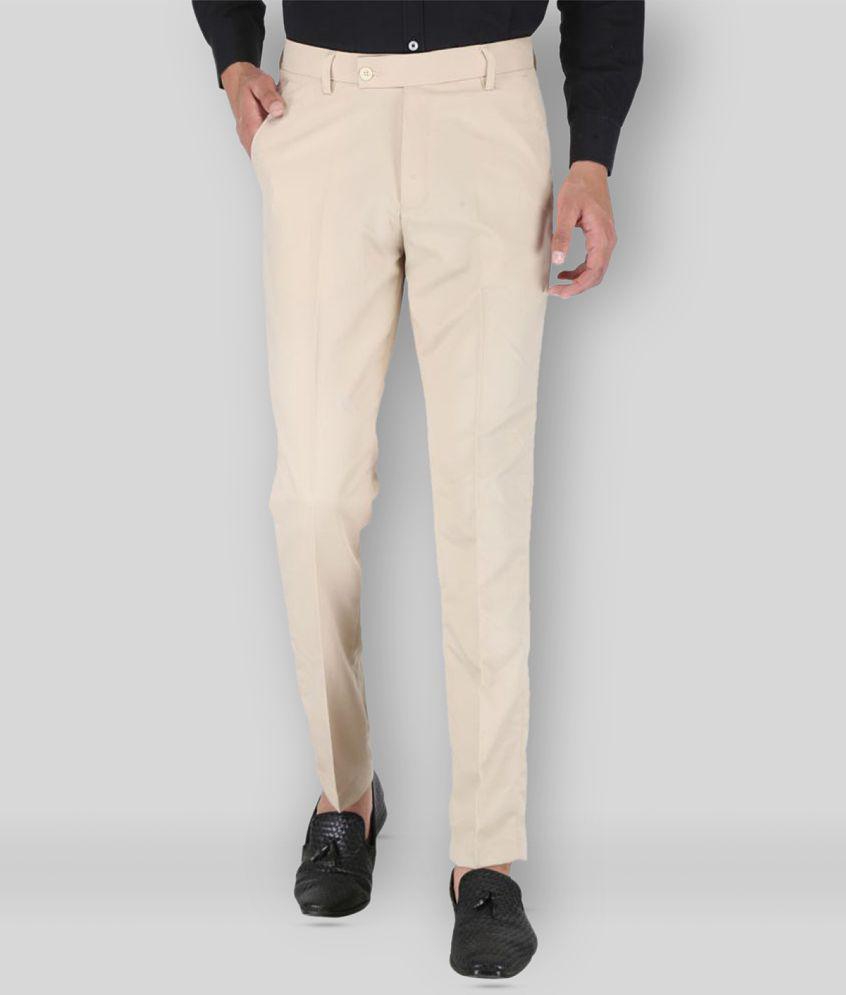 Playerz - Cream Polycotton Slim - Fit Men's Trousers ( Pack of 1 ) - None