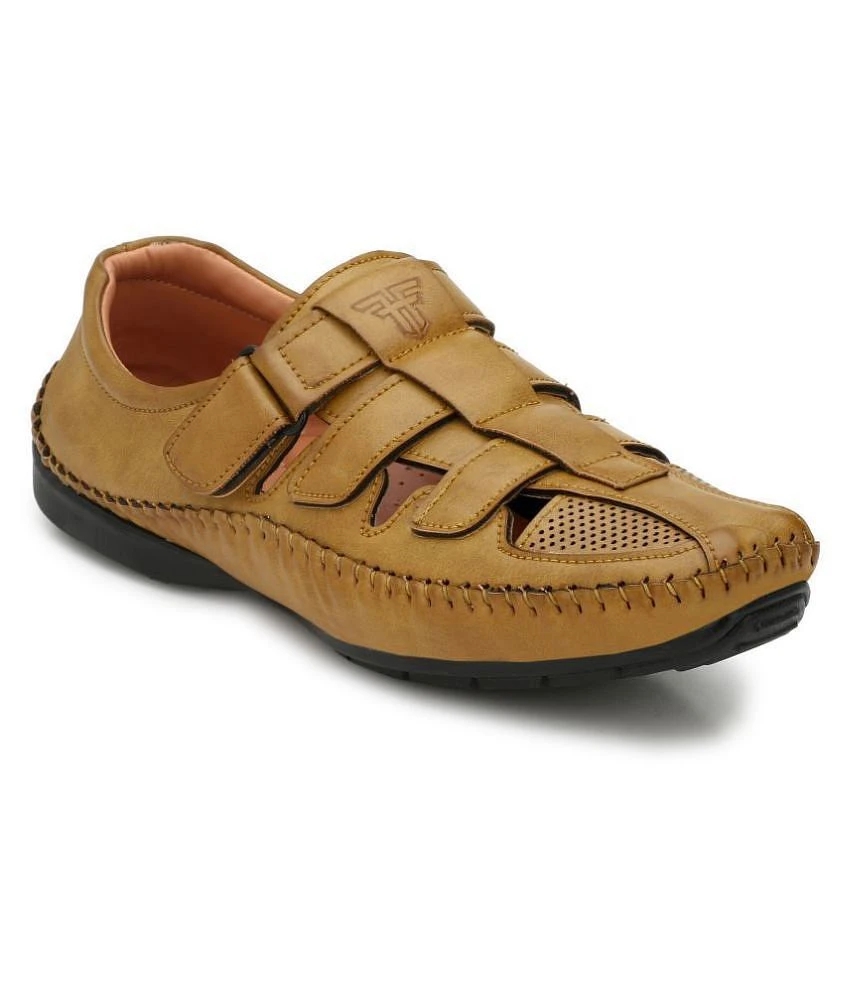 New Men Fashion Victim Beige Synthetic Leather Sandals - 7 2025 at ShopCircuit | ONDC