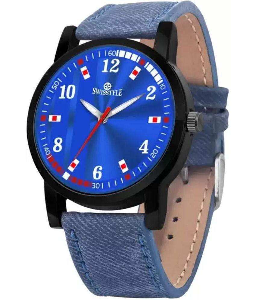 Swisstyle - Blue Leather Analog Men's Watch