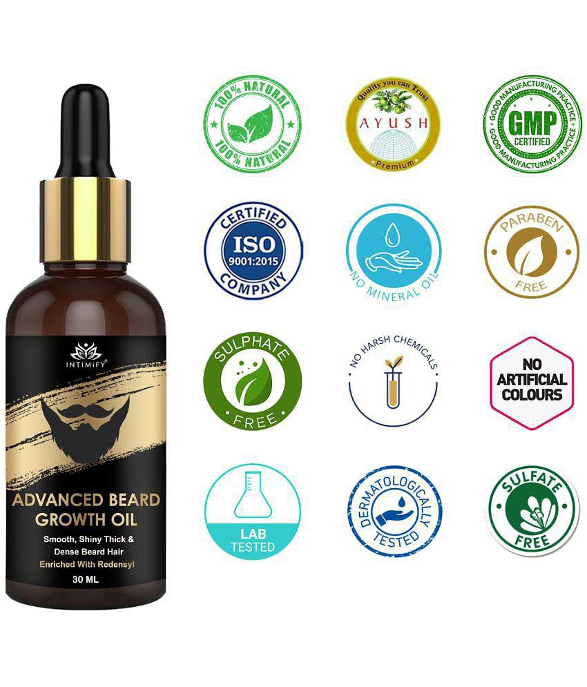 Intimify Advanced Beard Growth Oil, for hair beard oil, much beard oil, anti greying beard oil, 30 ml