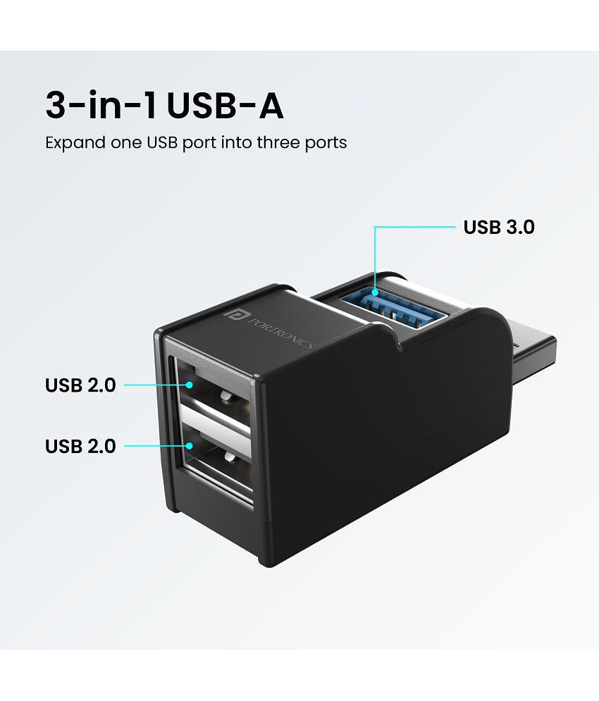 Portronics 3 port USB Hub - Mport 3A - 3-in-1 USB 3.0 & USB 2.0