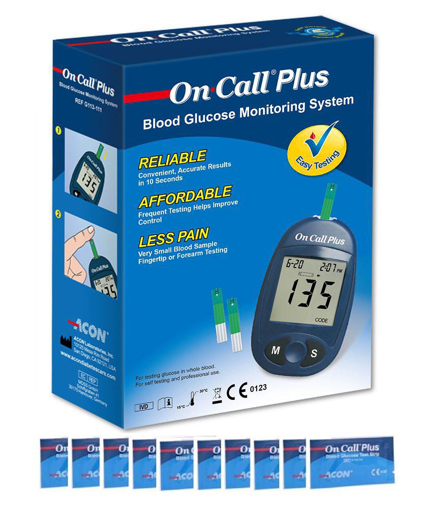 ON CALL PLUS Glucometer with 10 Strips Expiry March 2024