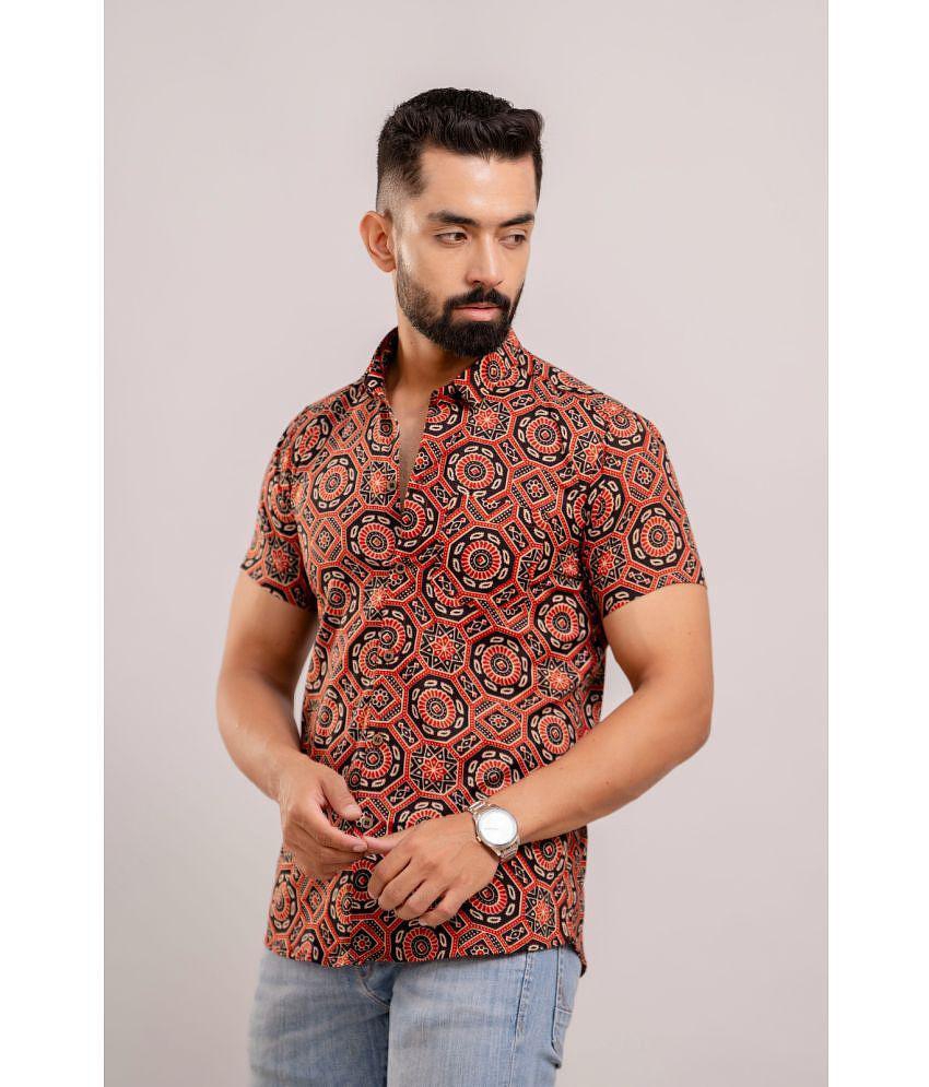 Premium Men Frionkandy 100% Cotton Regular Fit Printed Half Sleeves Mens Casual Shirt - Black ( 