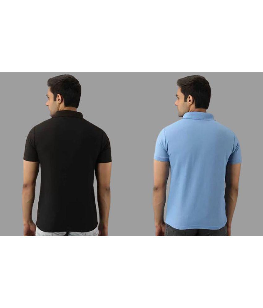 SKYRISE - Multicolor Cotton Blend Slim Fit Men's Polo T Shirt ( Pack of 2 ) - None