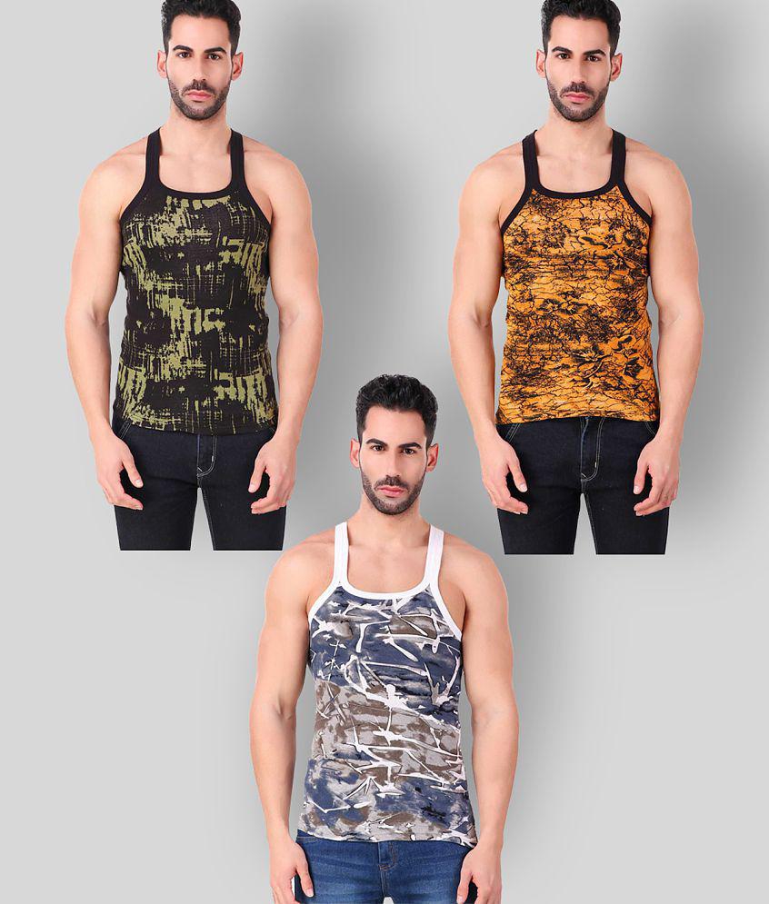 HAP - Multicolor Cotton Men's Vest  ( Pack of 3 ) - None