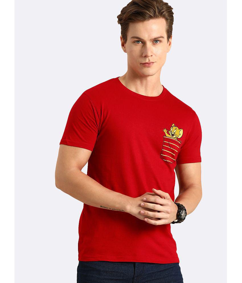 Bewakoof - Red Cotton Regular Fit Men's T-Shirt ( Pack of 1 ) - None