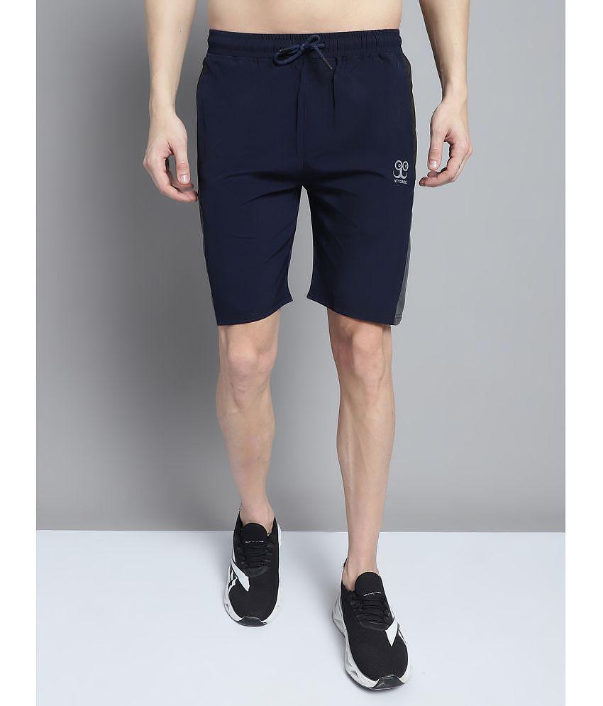 9TY3REE - Navy Blue Polyester Men's Shorts ( Pack of 1 ) - None