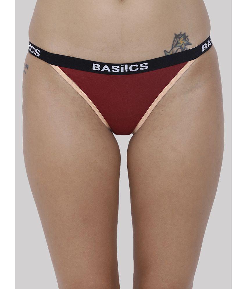 Exclusive Men BASIICS By La Intimo - Maroon BCPBR09 Cotton Lycra Solid Womens Crotchless ( Pack 