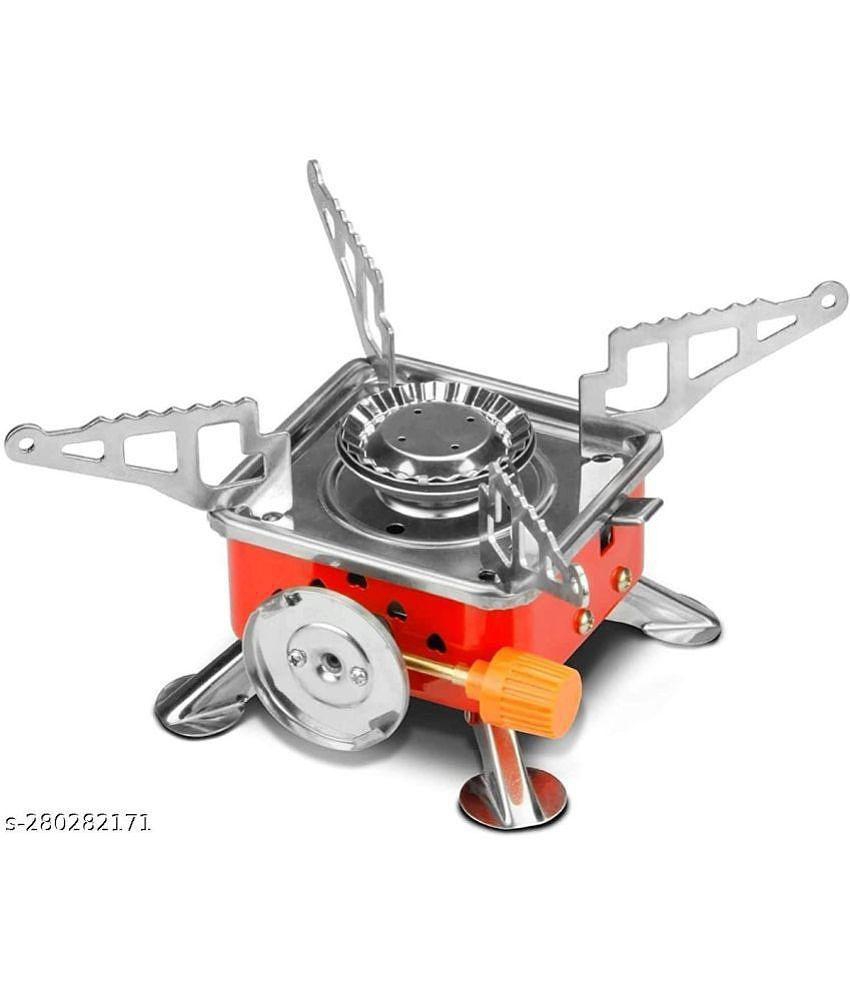 KITCHEN Portable Gas Stove For Outdoor Camping, Hiking, Travelling, To Cooking The Food | Stainless Steel, Folding Furnace, Camping Equipment, Gas stove With Pouch