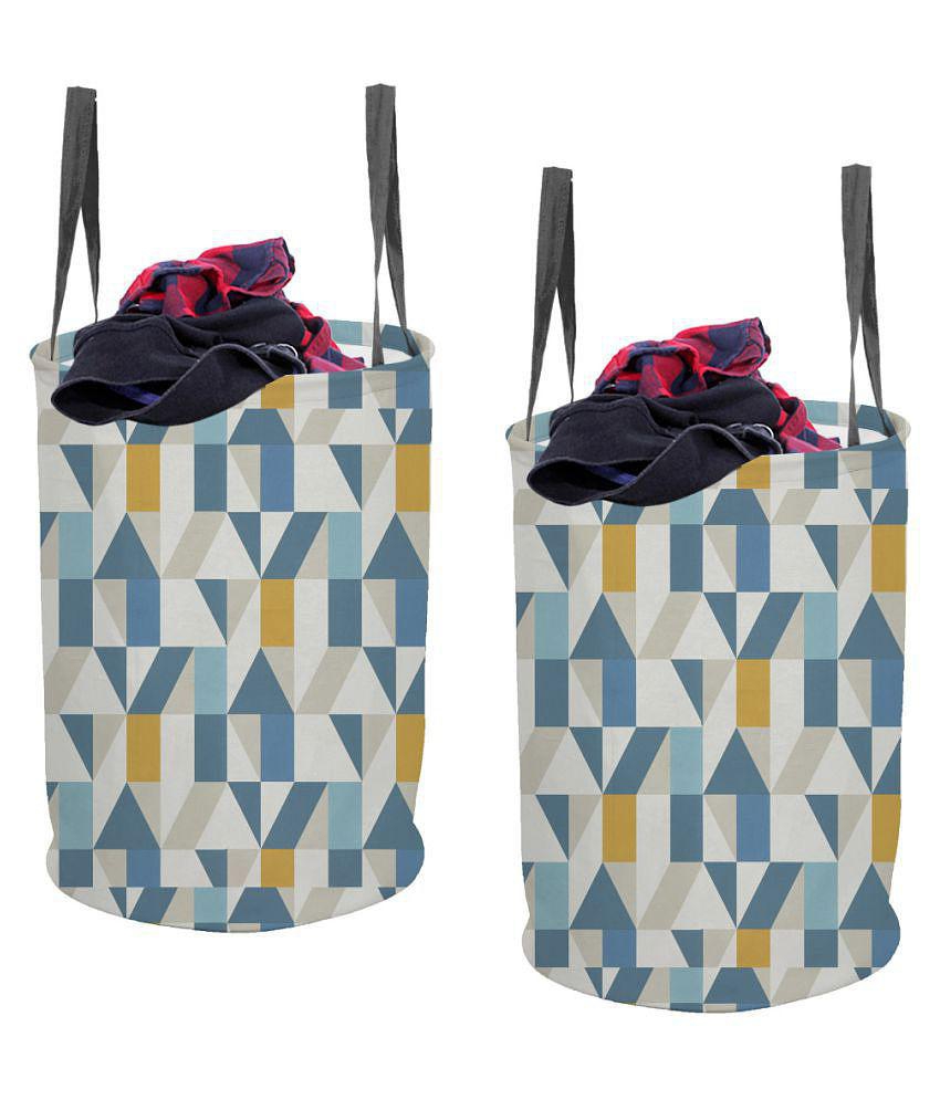 PrettyKrafts Laundry Basket for Clothes with Handles Round shape without lid (45 LTR) Pack of 2