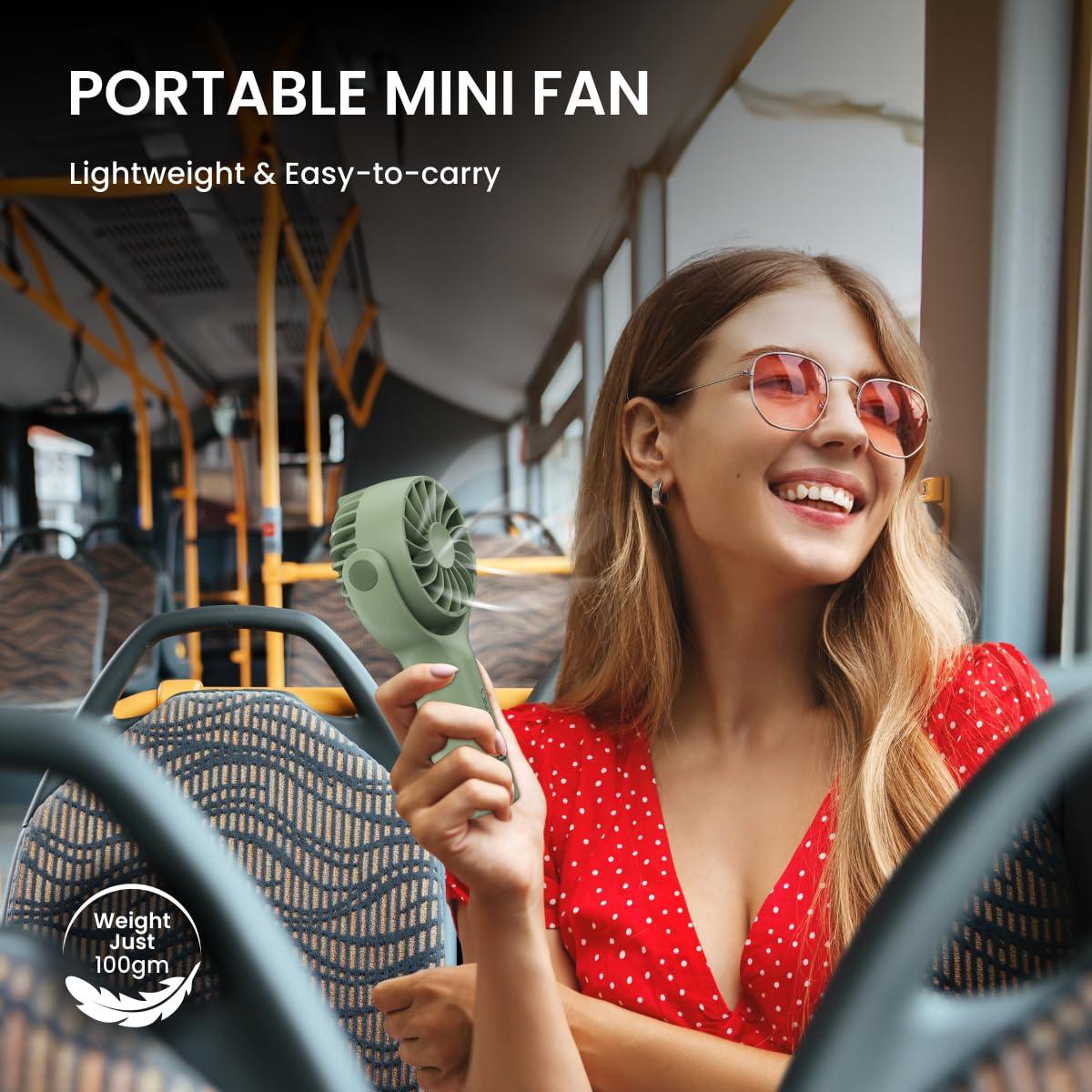 Portronics Toofan Mini Portable Rechargeable Fan (Green)