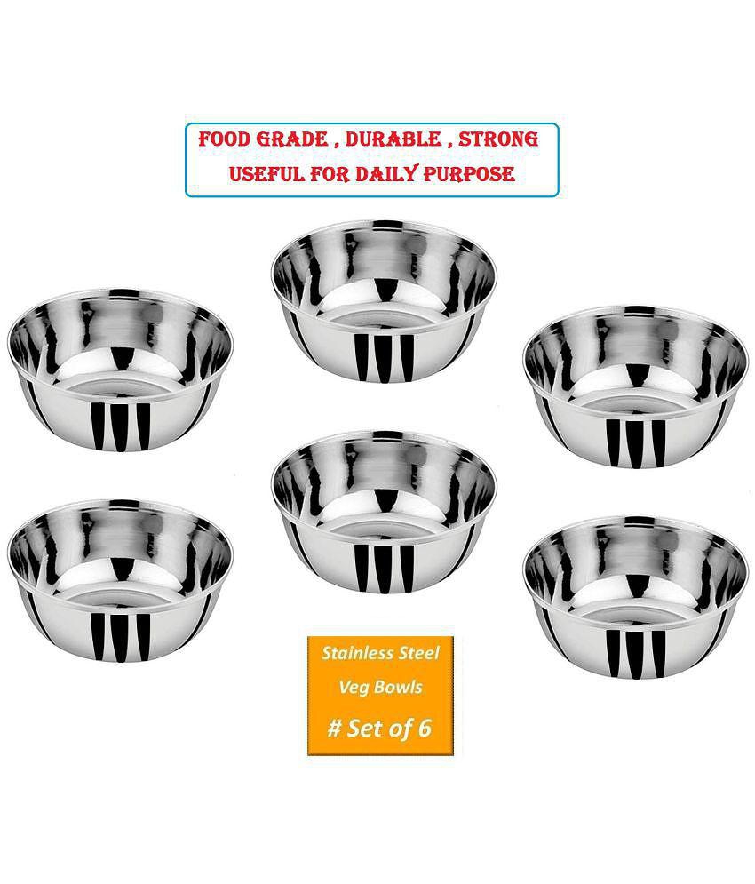 A & H ENTERPRISES - Sabzi Bowl /Katori Heavy Guage Stainless Steel Cereal Bowl 200 mL ( Set of 6 ) - Steel