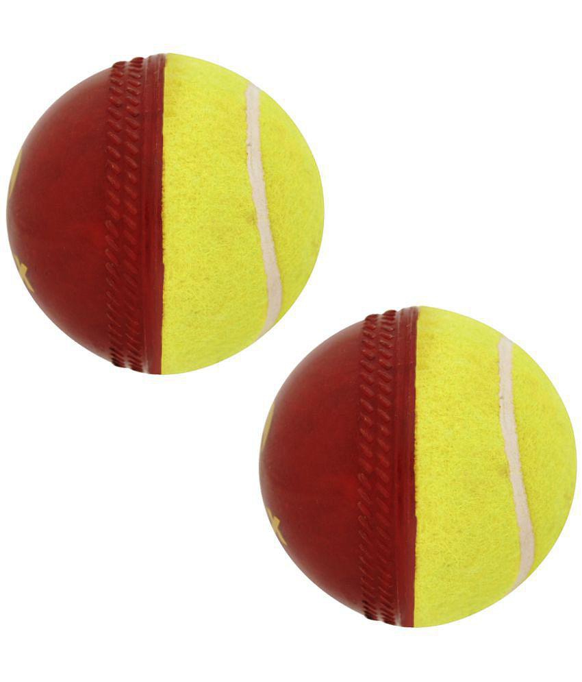 Omtex Red Rubber Cricket Ball ( Pack of 2 ) - M(Men)