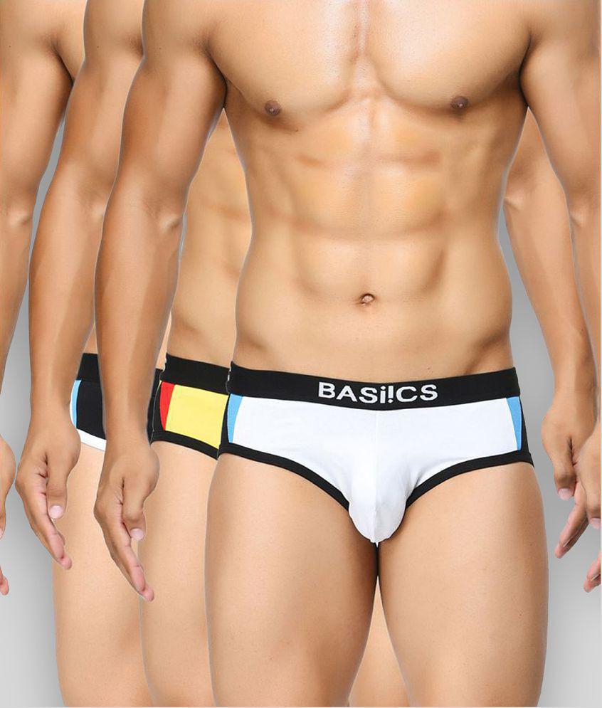 Luxurious Men BASIICS By La Intimo - White 100% Cotton Mens Briefs ( Pack of 3 ) - S 2025 at Sho