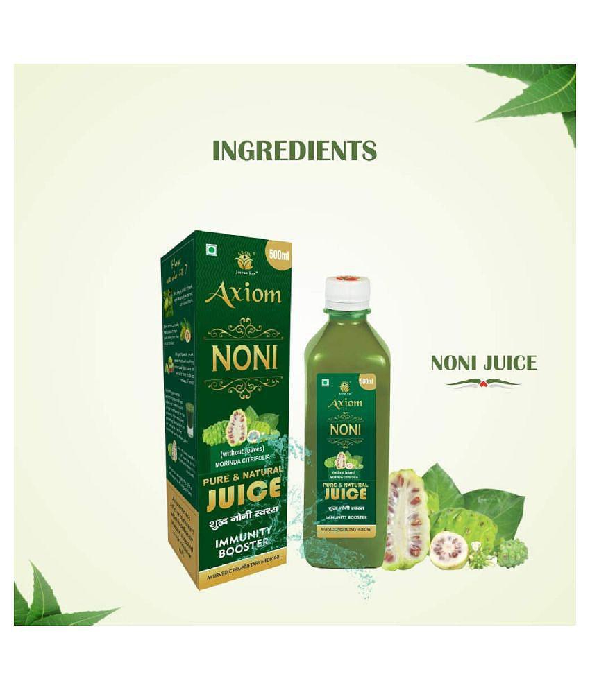 Axiom Ayurveda Noni Juice 500 ml | Immunity Booster | Made with Fresh Noni Fruit | WHO GMP GLP Certified Product | No Added Color | No Added Sugar Pack of 2