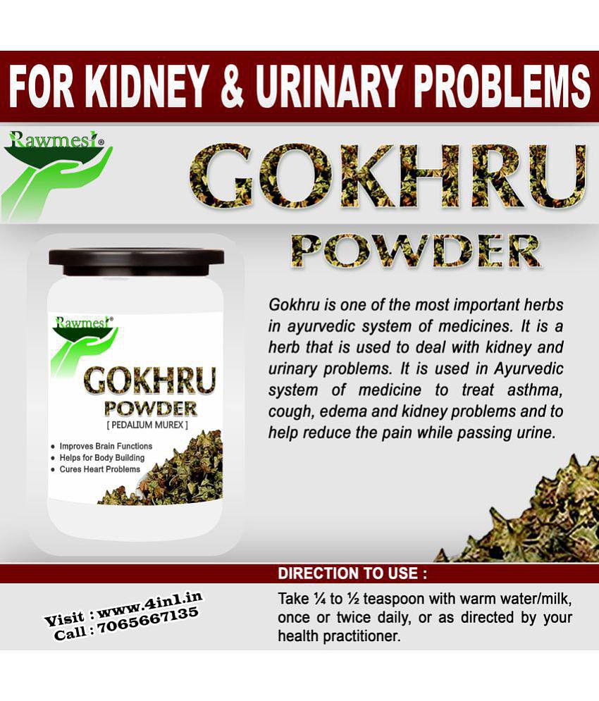 rawmest 100% Organic Pure Gokhru Powder 100 gm Pack Of 1