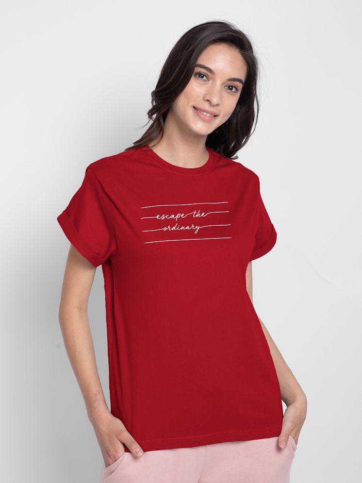 Bewakoof - 100% Cotton Regular Red Women's T-Shirt ( Pack of 1 ) - None