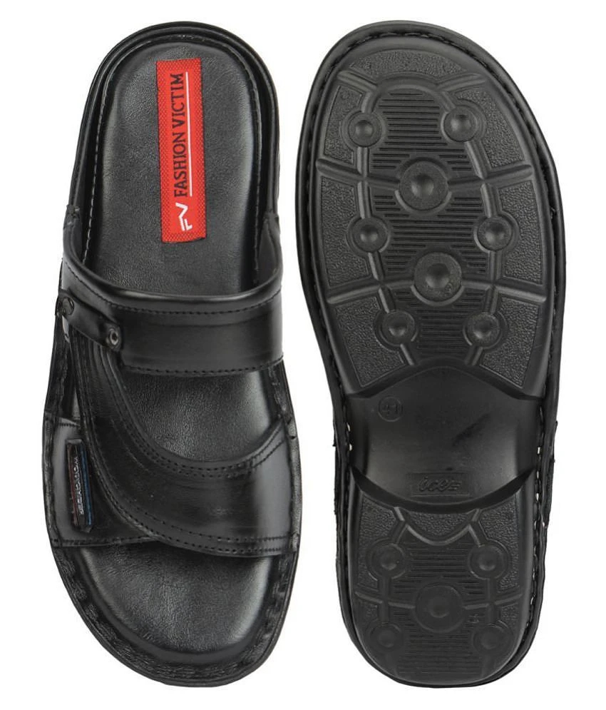 Top Men Fashion Victim Black Flip Flops - None 2025 at ShopCircuit | ONDC