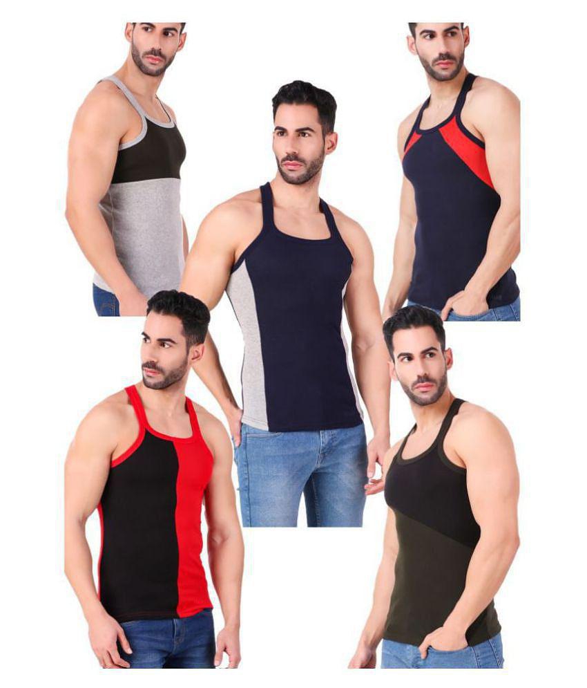 HAP Multi Sleeveless Vests Pack of 5 - L