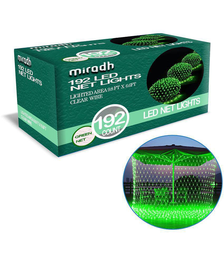 MIRADH Net Mesh String Lights For Diwali Decoration Green Outdoor Wall lights Cool Day Light - Pack of 1