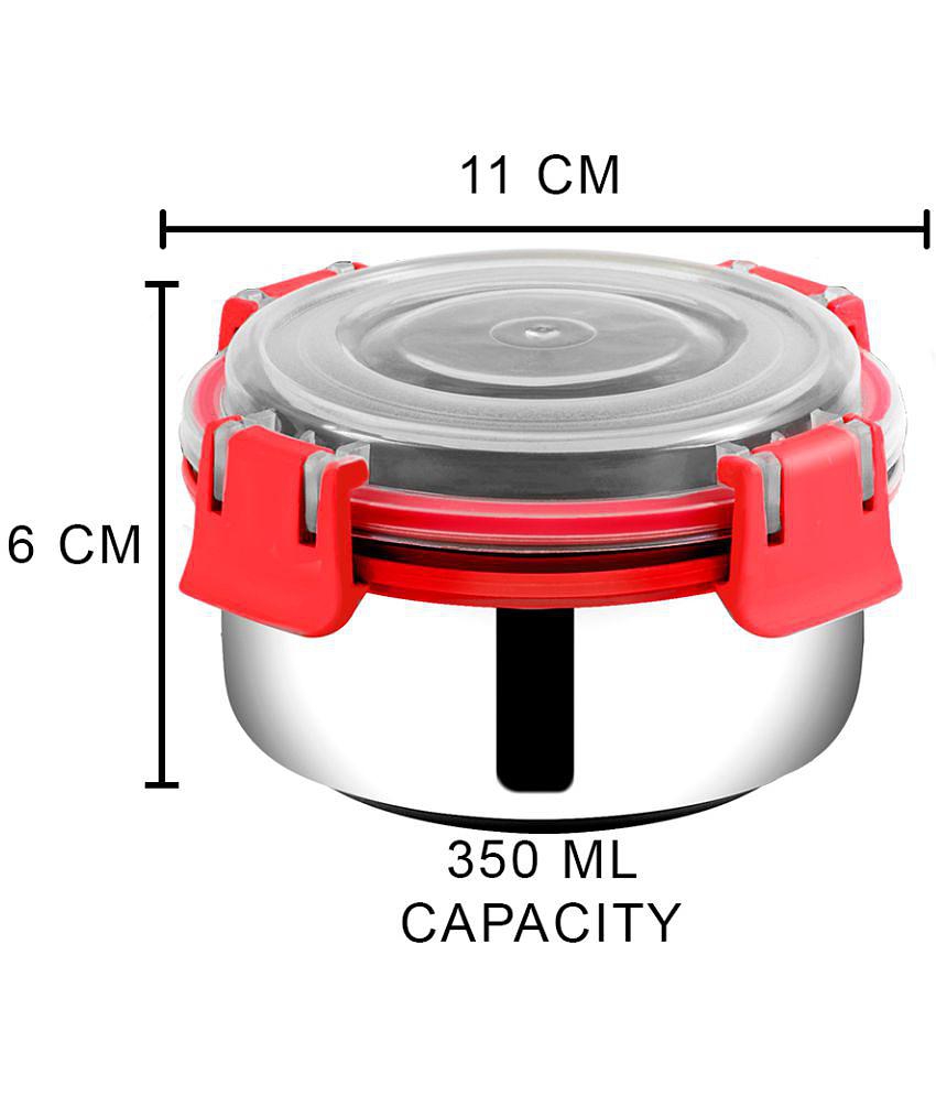 BOWLMAN - Steel Red Food Container ( Set of 12 - 350mL each ) - Red