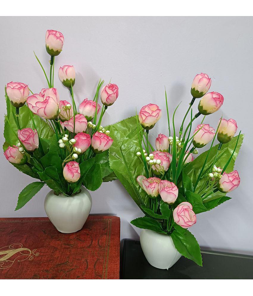 BAARIG - Pink Rose Artificial Flower ( Pack of 2 )