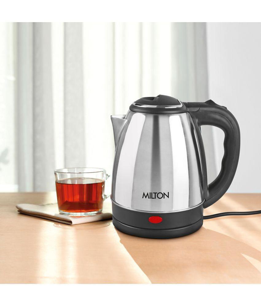 Milton Go Electro 1.5 Stainless Steel Electric Kettle, 1 Piece, 1500 ml, Silver | Power Indicator | 1500 Watts | Auto Cut-off | Detachable 360 Degree Connector | Boiler for Water - Silver