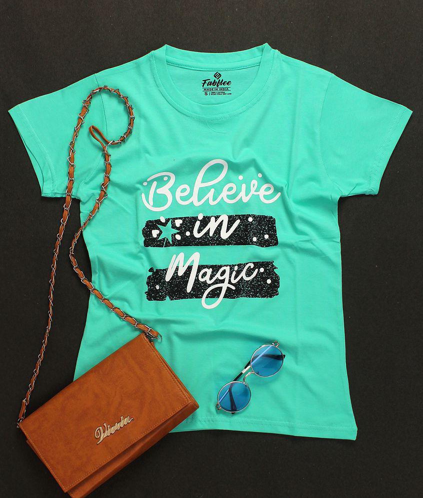 Modern Women Fabflee Cotton Turquoise T-Shirts - Single - XS 2025 at ShopCircuit | ONDC